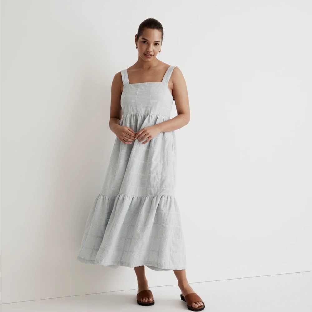 Madewell Cicely Tiered Midi Dress in Patchwork